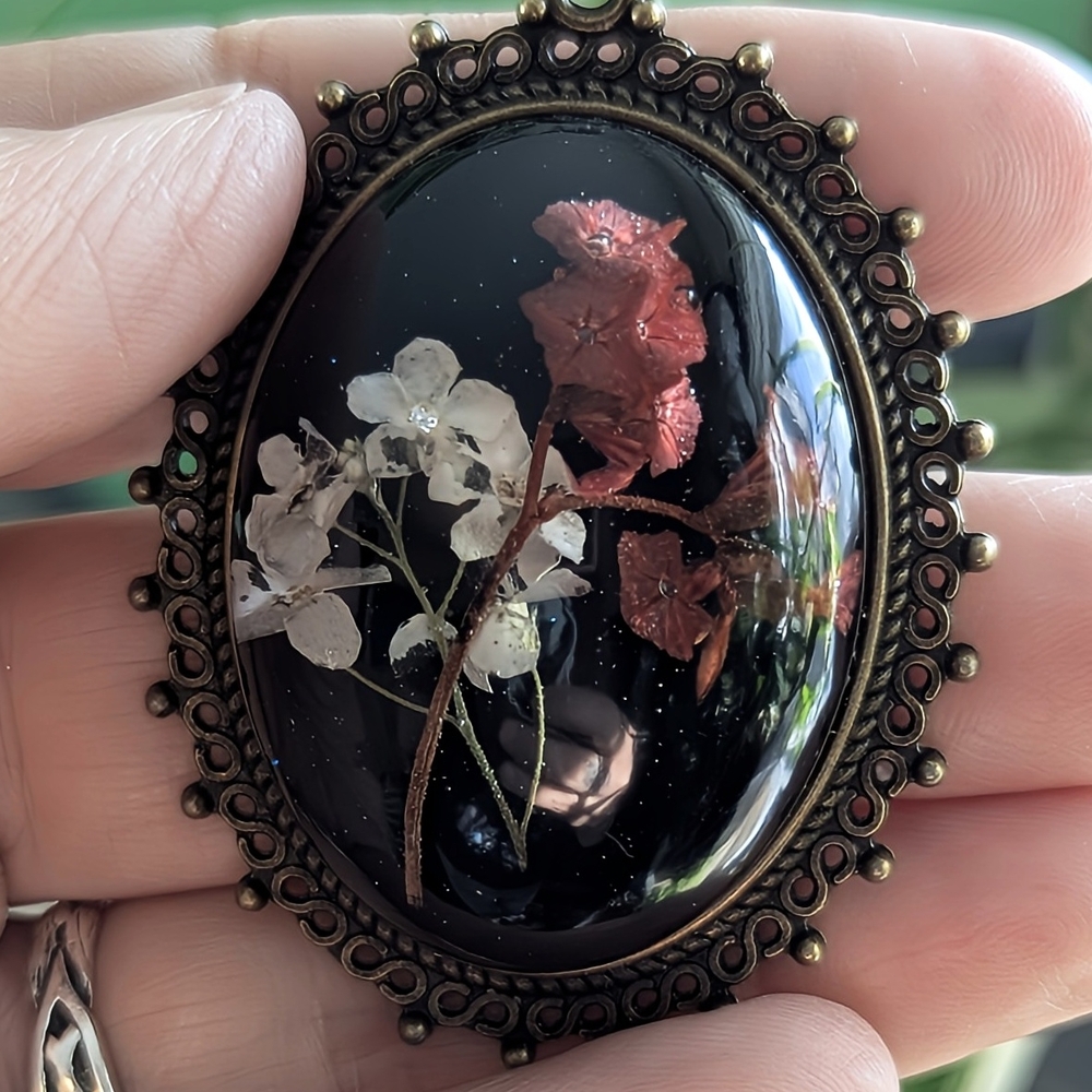 Vintage Floral Resin Brooch